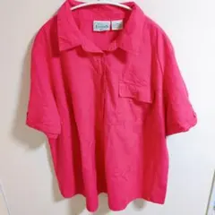 basic Editions 半袖シャツ 22W ピンク　ビビットカラー