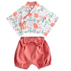 ベビー袴70サイズ　女の子　100日祝い　雛祭り 袴ロンパース セパレート