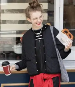 ボンルシール 2way ダイヤキルトノーカラージャケット/インナーブルゾン