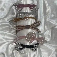 ヘアゴム6種類セット パール付き リボン 髪ゴム 6個セット 髪留め ヘアゴム