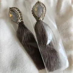 ビジュー♡天然石【キュイキュイ】フリンジ 大振り ピアス♪アガット 好きも