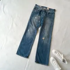 アバクロンビー&フィッチ ヴィンテージ ダメージデニム 　ストレート　W28のサムネイル