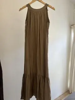 ブラウン キャミソールロングワンピース