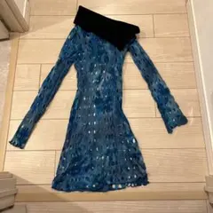 同時購入400円引き　 イタリア製　ニット　ワンピース　ブルー