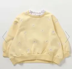 アプレレクール　アソート　総柄刺繍　レイヤードトレーナー　黄色　イエロー　110