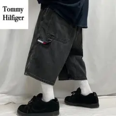 Tommy Hilfiger ブラック デニム ペインター バギーパンツ ハーフ