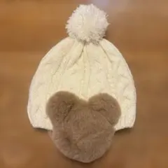 ベビー帽子 ポンポン クマ耳 48~50cm