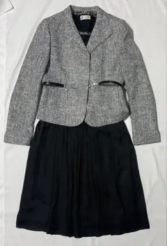 グレー　フォーマルジャケット　半袖セーター　黒スカート　3点セット　卒業　入学式
