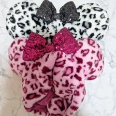 Disney　ディズニー　ファンキャップ　ヒョウ柄　ミニー　ピンク　ホワイト
