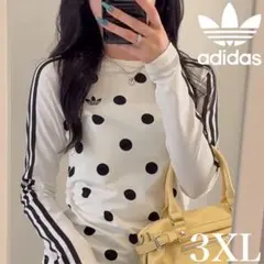 希少3XL⭐️adidas 水玉ドット 海外限定 スリムロングスリーブ Tシャツ