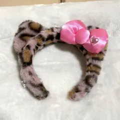 ヒョウ柄カチューシャ ピンクリボン　usj キティちゃん