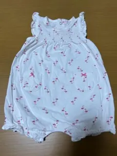 Carter's フラミンゴ柄ロンパース 12m 白 ピンク　ノースリーブ
