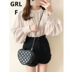 【GRL】ギャザーパールボタンブラウス　オフベージュ　F