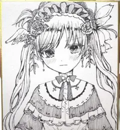 まのさば　魔法少女ノ魔女裁判　遠野ハンナ　手描きイラスト　色紙