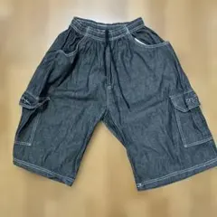 SEAN JOHN デニム ブラックショートパンツ XL 薄手 中古 韓国製のサムネイル