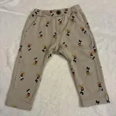 プティマイン ミッキーマウス 総柄 ベビーパンツ ベージュ