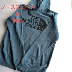 ノースフェイス ビックロゴパーカー＊裏起毛くすみブルー　M 美品