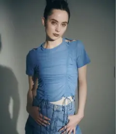 美品【ルシェルブルー】シアーカットアウトドロストTシャツ