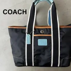 【COACH】コーチ　トートバッグ　ブラック　水色　1894のサムネイル