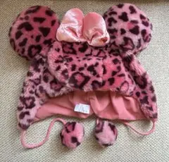ディズニー　カチューシャ　ファンキャップ　ヒョウ柄　ピンク