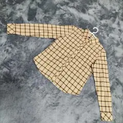 EASTBOY チェック柄 長袖シャツ ベージュ/ブラウン