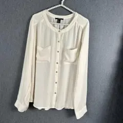FOREVER21 オフホワイト ブラウス M 透け感 シアー シャツのサムネイル