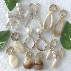 #035 ハンドメイドピアス　イヤリング　７点セット