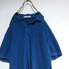 日本製 古着 ラコステ ワンポイント ポロシャツ ブルー系 ヴィンテージ