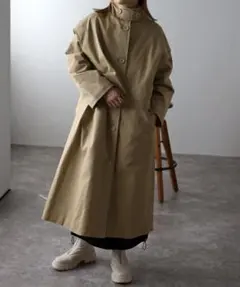 【新品】ap retro　ステンカラーオーバーコート　ベージュ　フリー　裏キルト