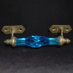 緑のガラスドアノブ 直径3.5cm フランス ドアハンドルサルベージ/K620