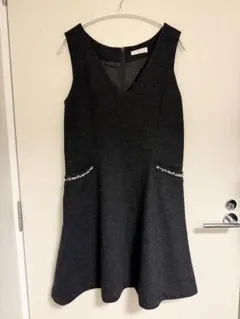 ウール ひざ丈ワンピース