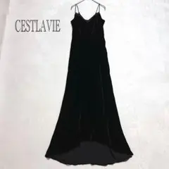 【美品】セラビ　キャミワンピース　ベロア　ブラック　ロング　日本製パーティドレスのサムネイル