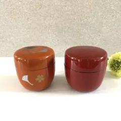 【2個セット 】　棗　ナツメ　茶道具 漆器 銀杏 イチョウ　桜