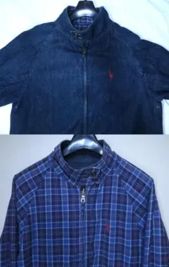 ポロ ラルフローレン デニム スイングトップ S リバーシブル チェック