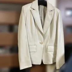 新品未使用ライトグレーレザー ジャケット　Lサイズ　羊皮