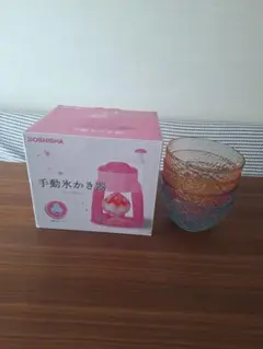 DOSHISHA 手動氷かき器 かき氷機 ピンク デザートカップのサムネイル