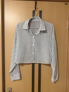 シアー クロップド シャツ ストライプ