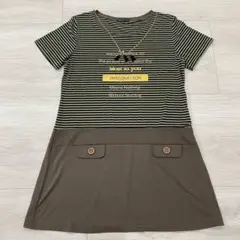 アトリエシックス チュニックワンピース L ボーダー ネックレス装飾 体型カバー