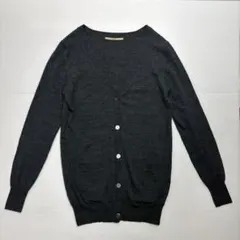 heliopole ウール100％ カーディガン Vネック ダークグレー 長袖