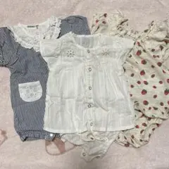 クロワッサンベビー ストライプロンパース