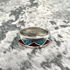 vintage sterling silver Chip Inlay ring