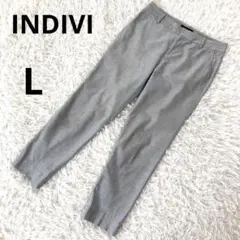 【インディヴィ】ストレッチテーパードパンツ　スラックス　グレー　L　オフィス
