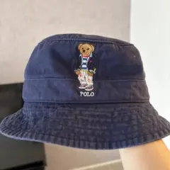 ポロベア刺繍 ネイビー バケットハット