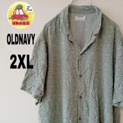 USA古着 OLDNAVY 半袖レーヨンシャツ 2XLグリーンホワイト　チェック
