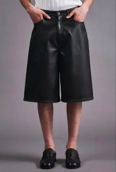 monkeytime レザーハーフバンツ