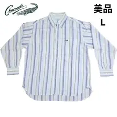 Crocodile リネン混ストライプシャツ L★美品