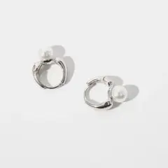 【1点限り✨】パール フープ ピアス レディース シルバー 結婚式 上品