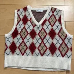 ZARA アーガイル ニットベスト Sサイズ