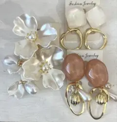 3点セット　668 ハンドメイド　樹脂　金属　ピアス　イヤリング　まとめ売り