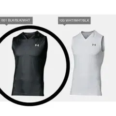 UAアイソチル Vネックスリーブレス LG ブラック